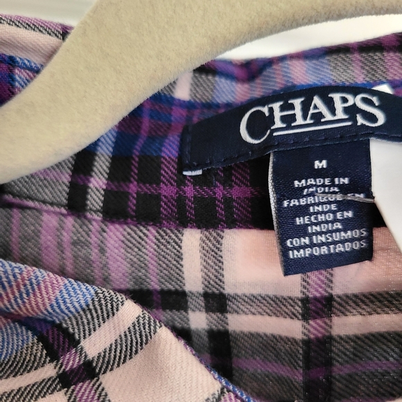 Chaps Creek Lane Checkered Flannel Print Button Down Shirt Size Medium NWT - Picture 4 of 9